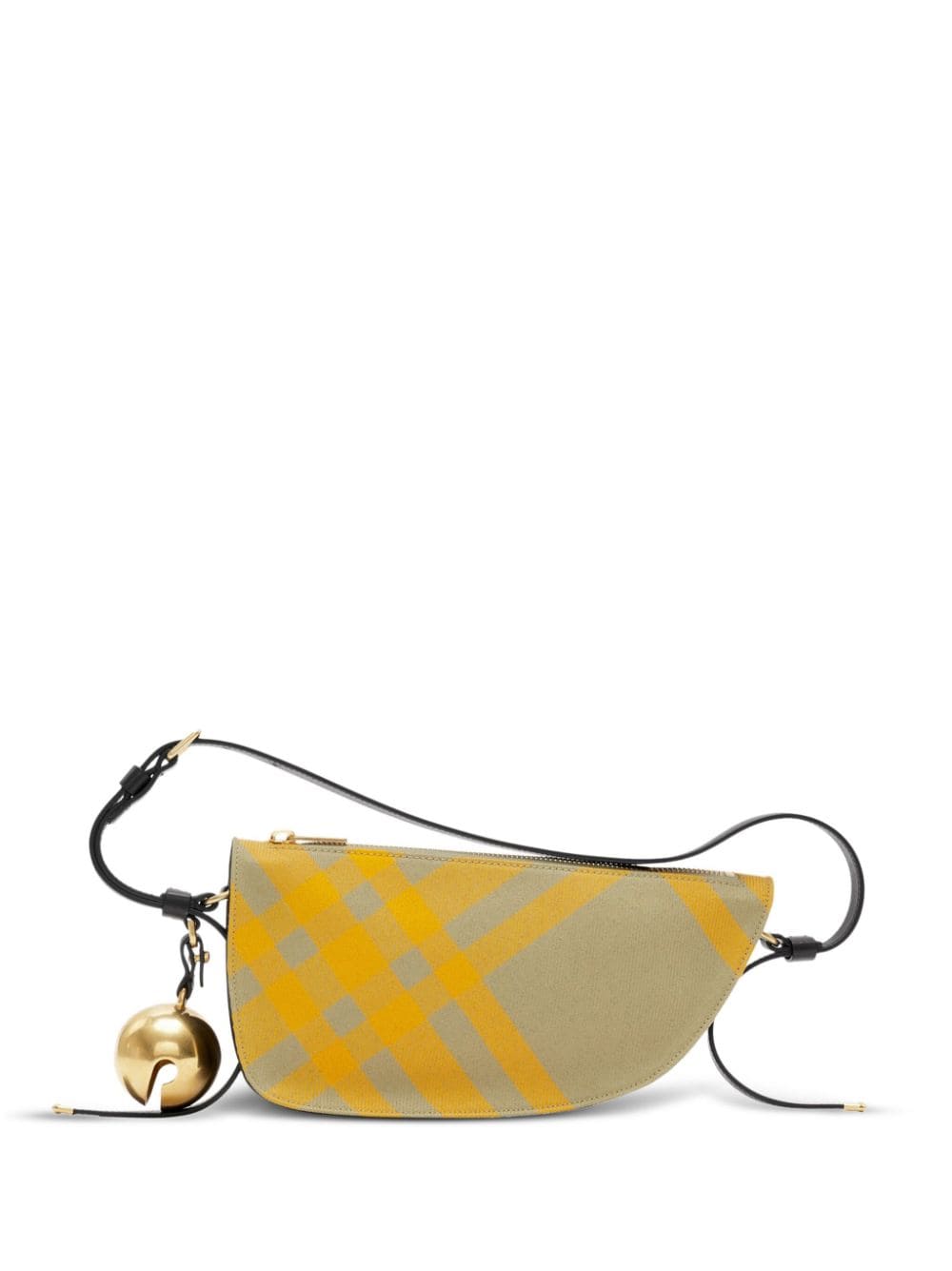 Burberry Sling Shield Check-Pattern Leather Shoulder Bag Beige