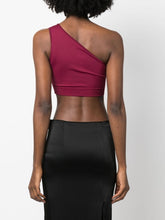 One-Shoulder Cropped Stretch Top Fuchsia