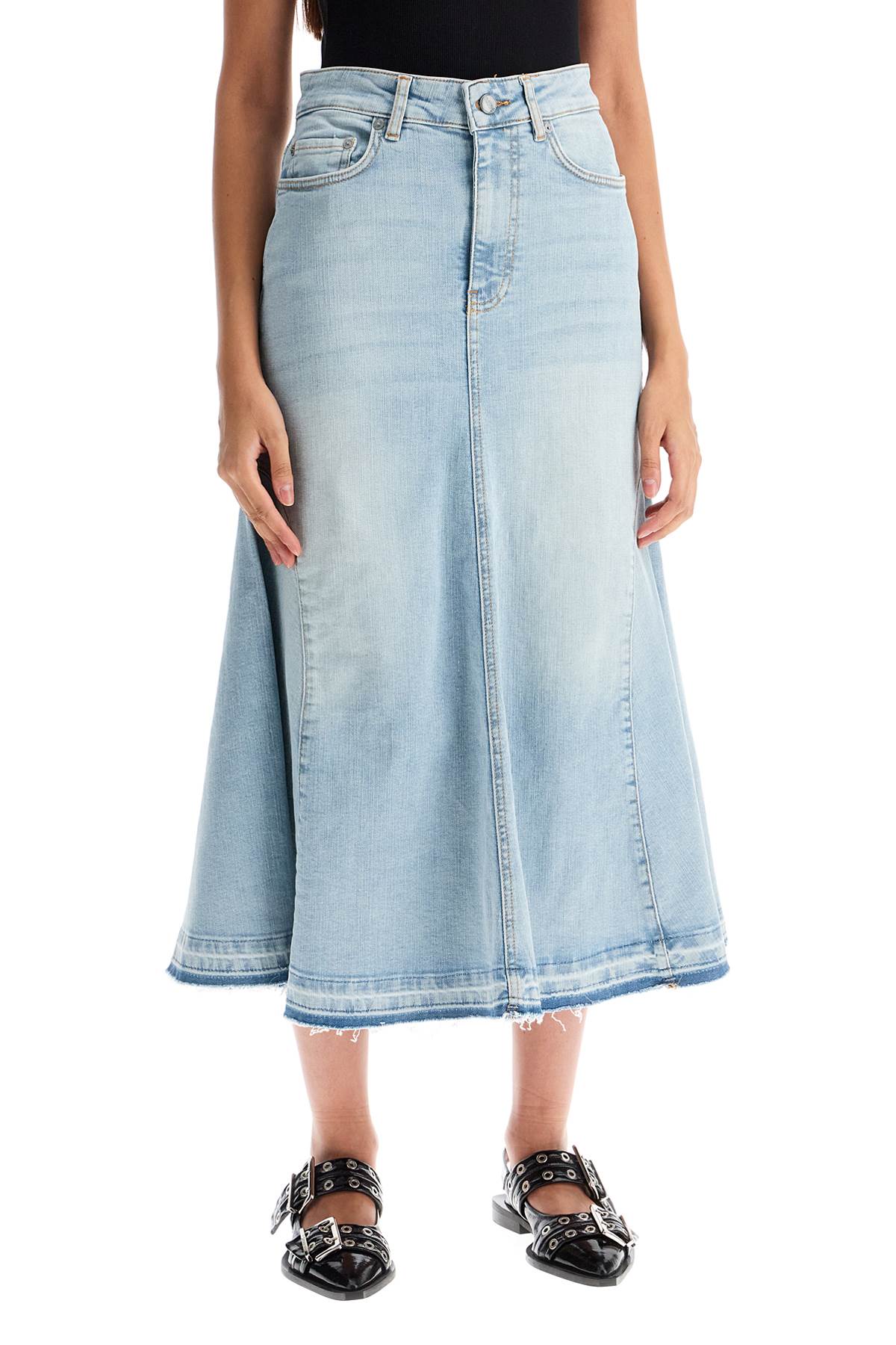 Flared denim skirt