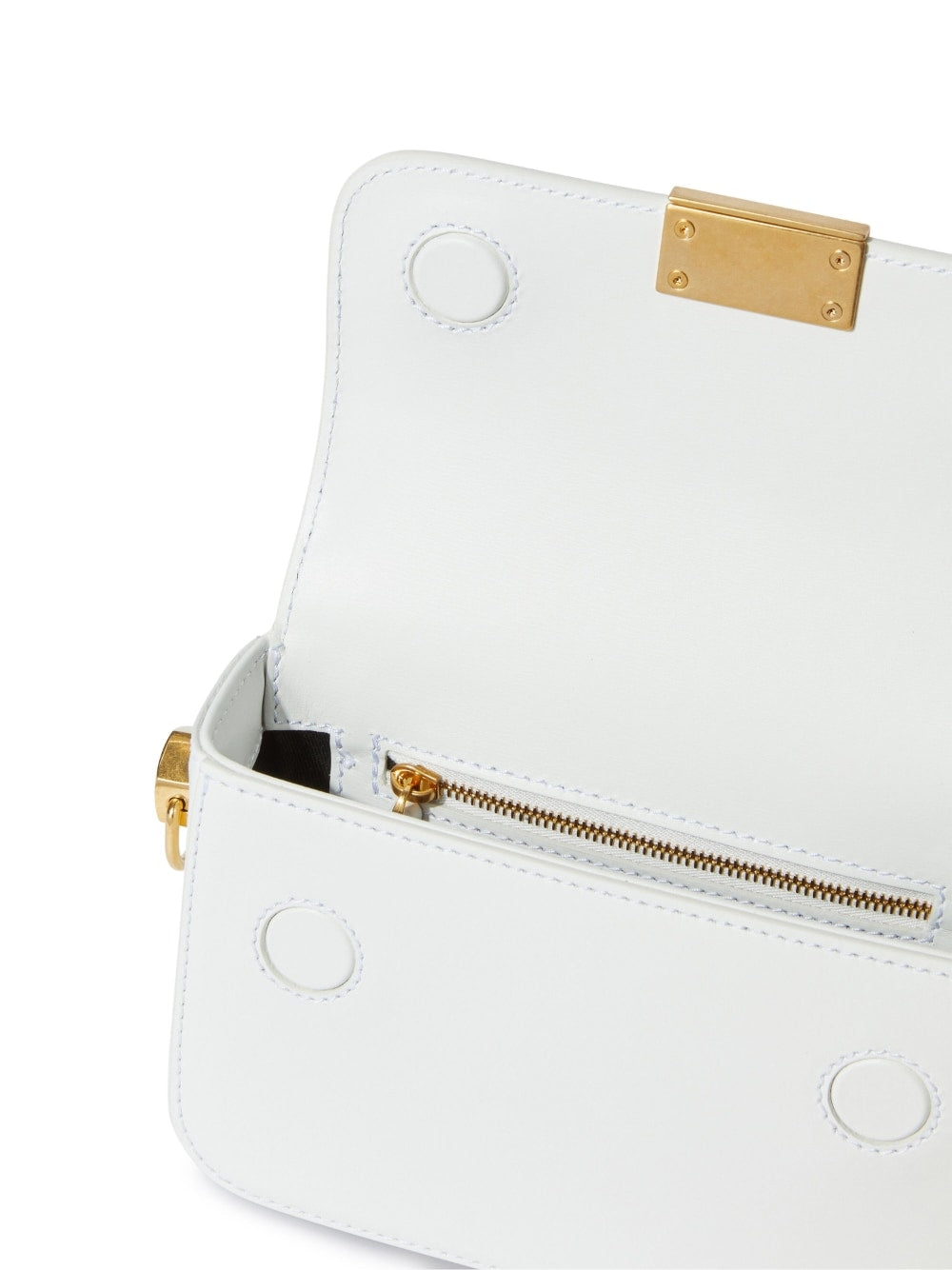 Off White Small Binder Leather Shoulder Bag White