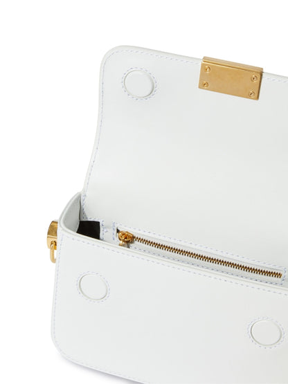 Off White Small Binder Leather Shoulder Bag White