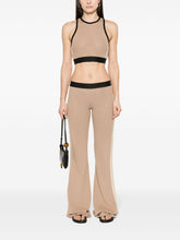 Palm Angels Flared Crochet-Knit Cotton Trousers Beige Beige