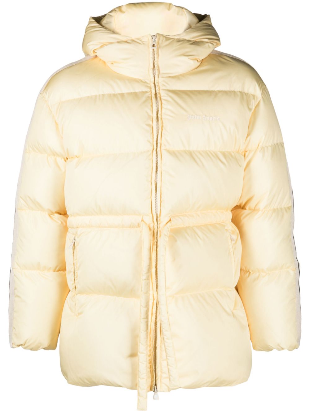 Palm Angels Side-Stripe Feather Down Puffer Jacket Ivory