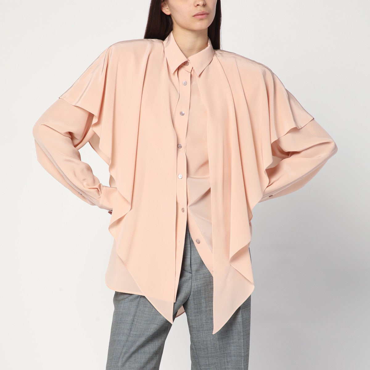 Stella McCartney Pink Silk Oversized Shirt With Cascading Panels Pink