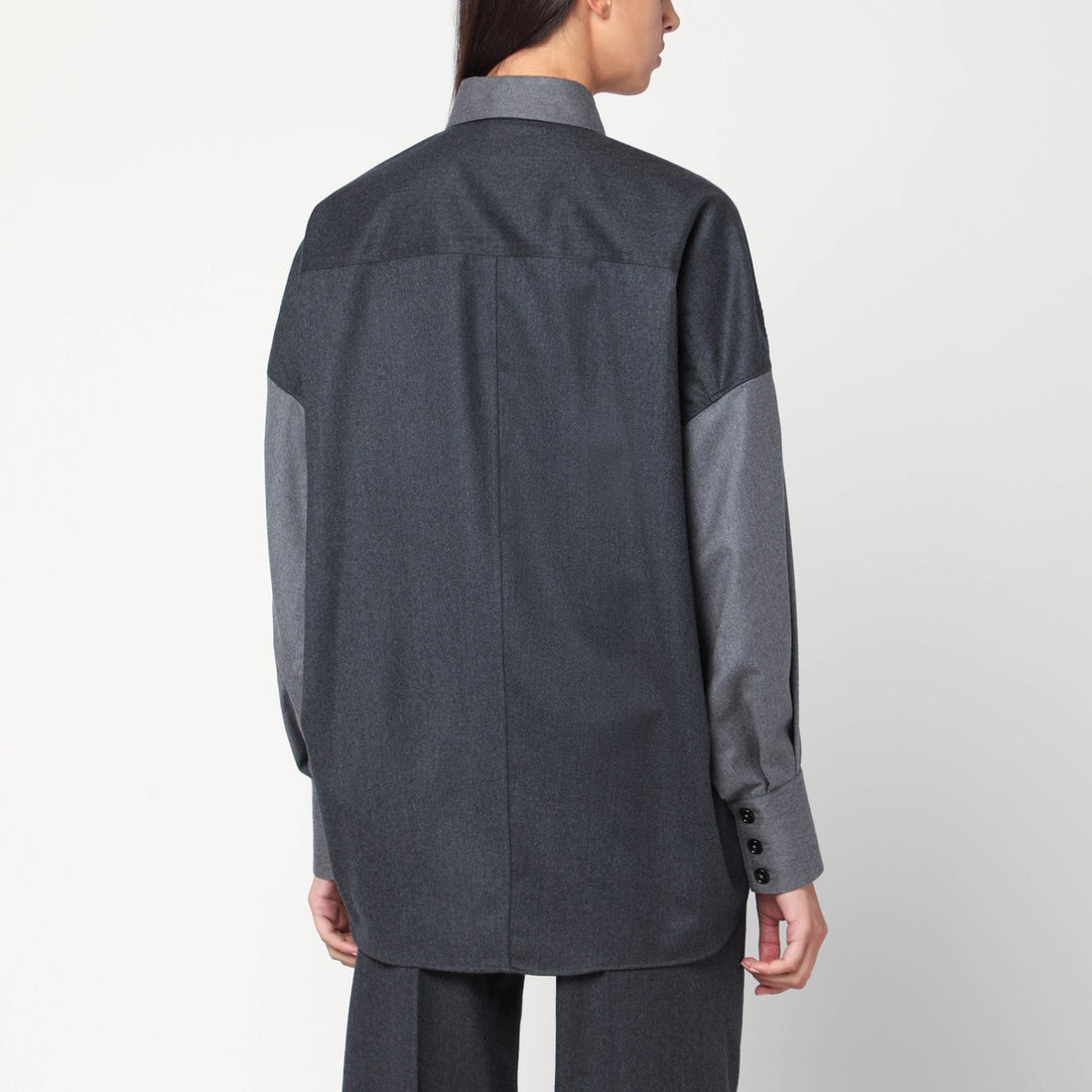 Stella McCartney Oversized Wool Flannel Shirt in Grey