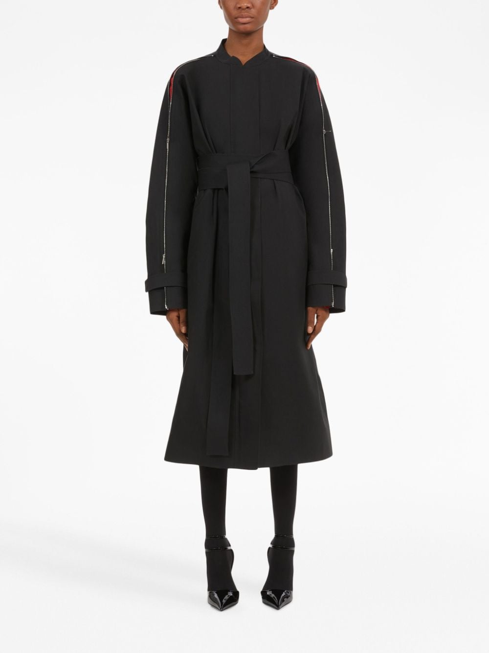 Ferragamo belted waist trench coat black