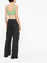 Ganni Cropped Belted Organic Cotton Tank Top Aqua Green