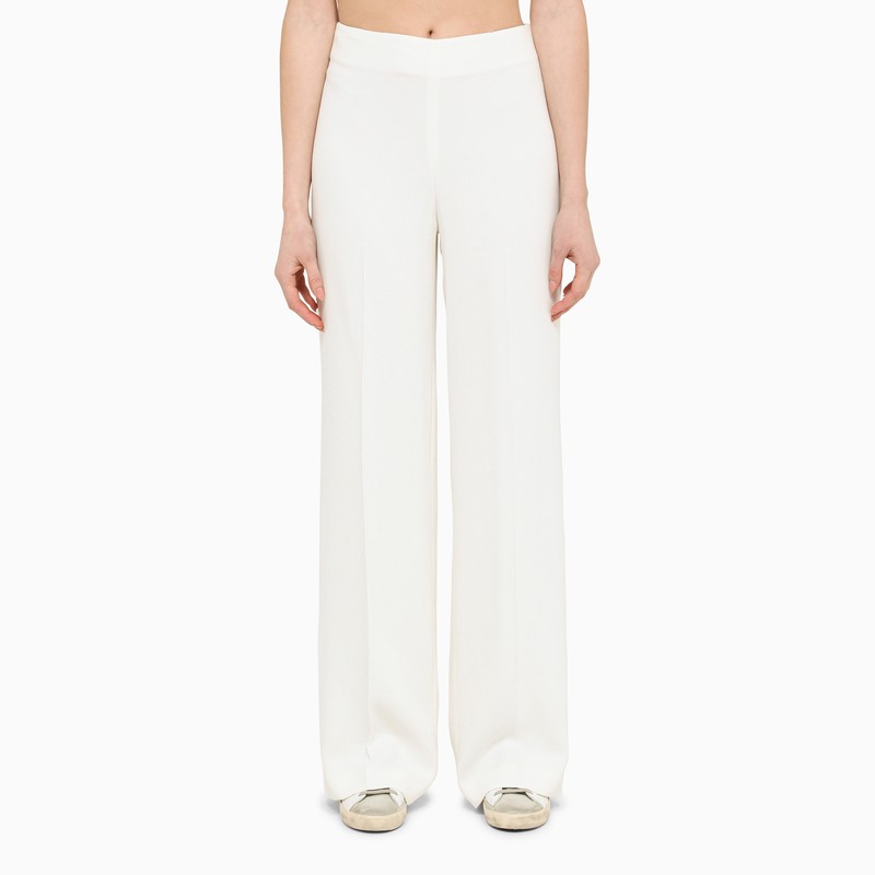 Stella McCartney Wide-Leg High-Waisted Cream Trousers White