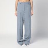 Stella McCartney Wide-Leg Falabella Chain-Detail Wool Trousers Grey