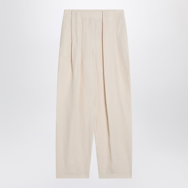 Stella McCartney Wide-Leg Butter Linen-Blend Trousers White