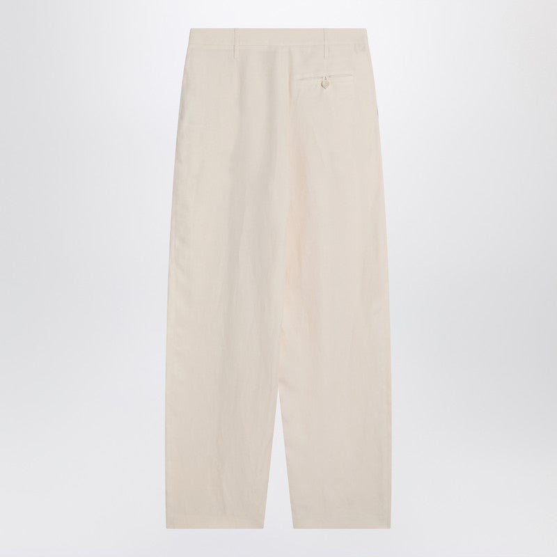 Stella McCartney Wide-Leg Butter Linen-Blend Trousers White