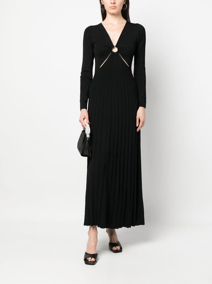 MMK Maxi Pleated Dress With Ring And Cut-out Detail Black