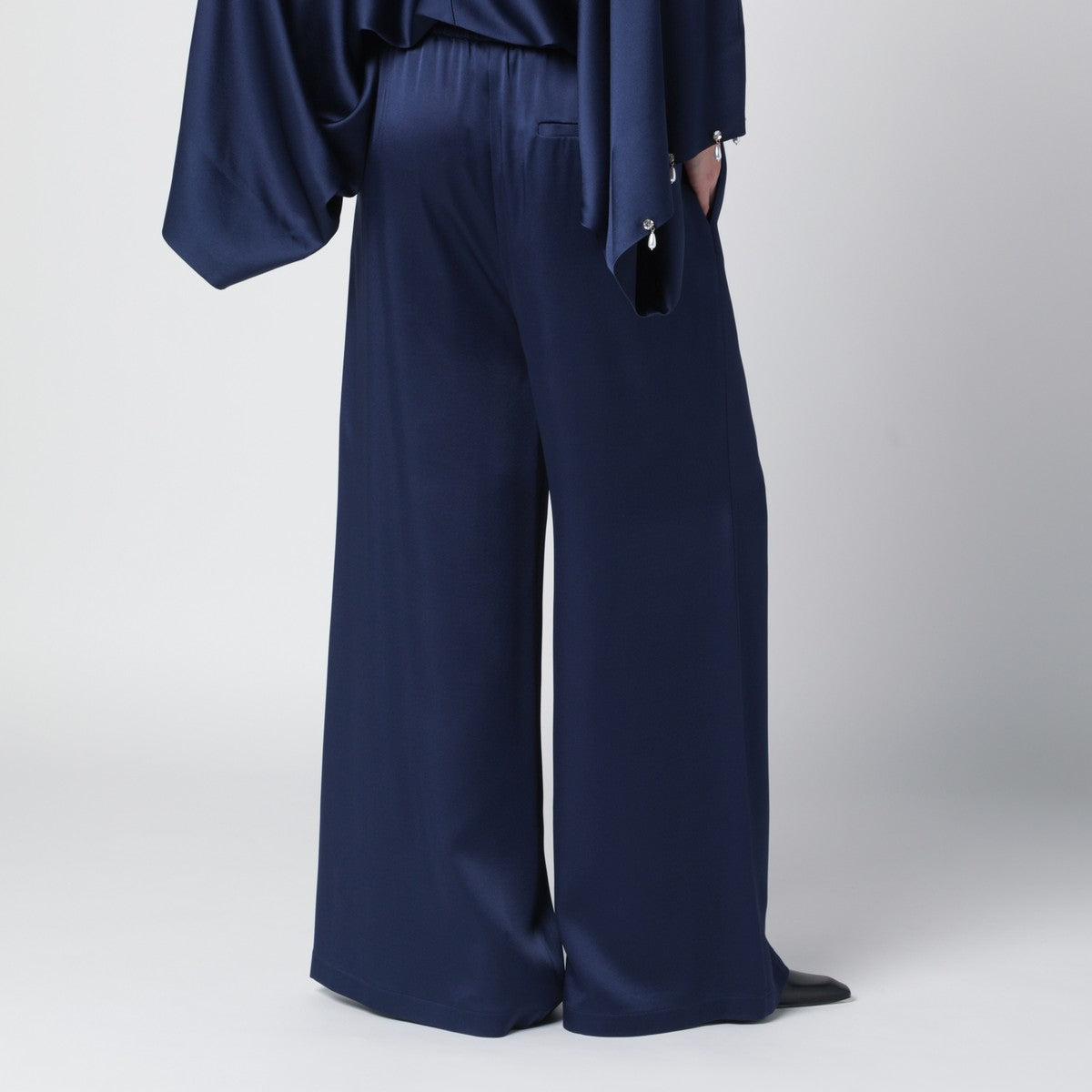 Stella McCartney Oversized Viscose Satin Trousers Blue