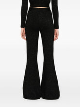 Palm Angels Knitted Flared Trousers with Lurex and Logo Tape Black