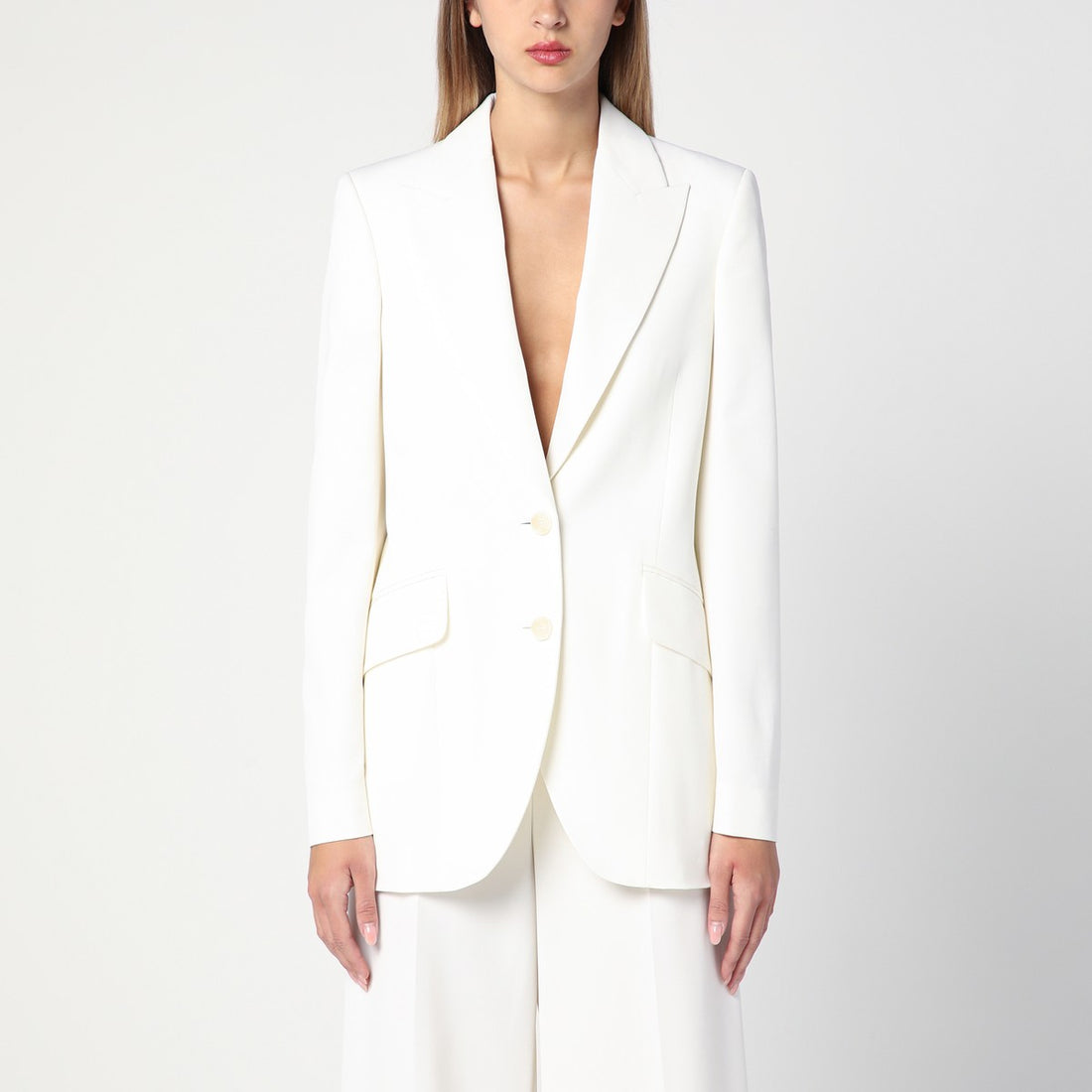 Stella McCartney Ivory Wool Single-Breasted Jacket Beige