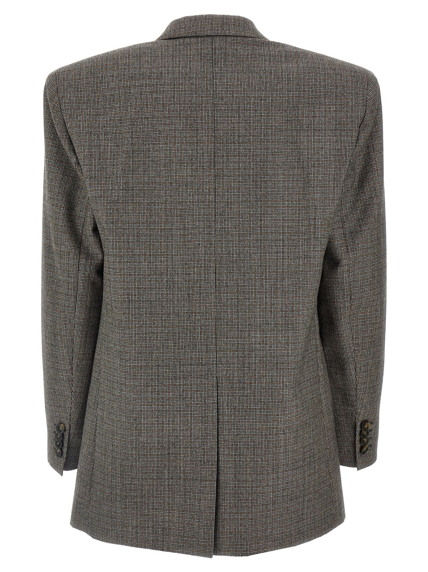 Stella Mccartney Single-breasted Micro Houndstooth Blazer Gray