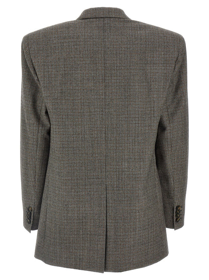 Stella Mccartney Single-breasted Micro Houndstooth Blazer Gray