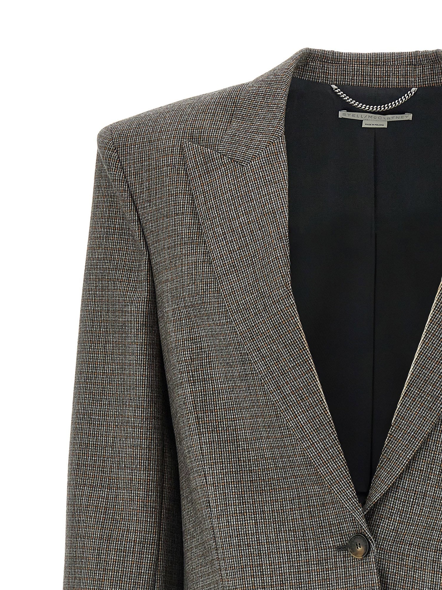 Stella Mccartney Single-breasted Micro Houndstooth Blazer Gray