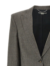 Stella Mccartney Single-breasted Micro Houndstooth Blazer Gray