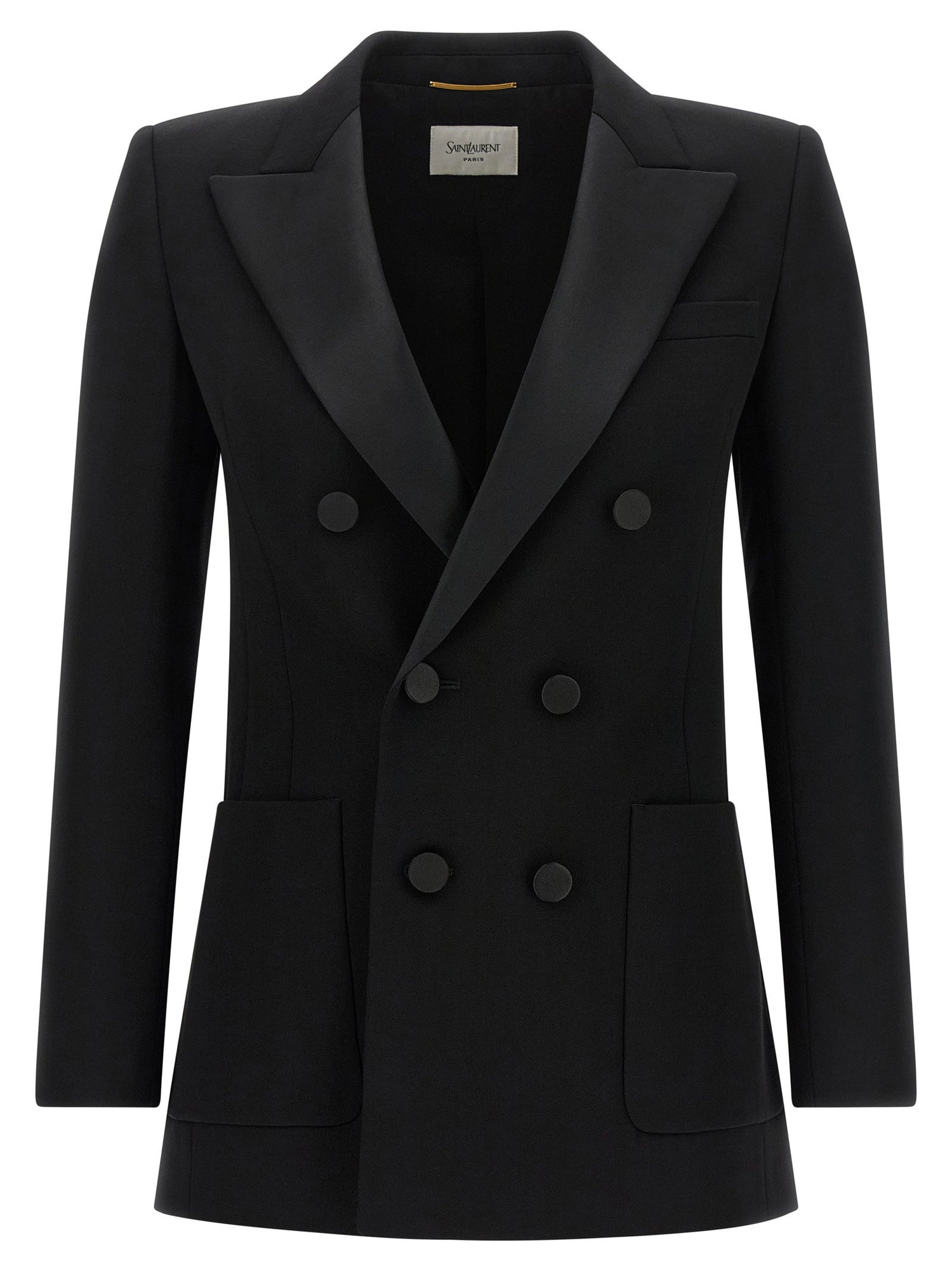 Saint Laurent Satin Lapel Blazer Black  