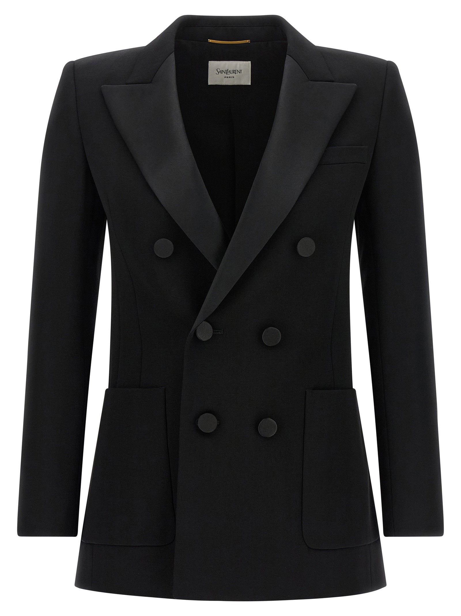 Saint Laurent Satin Lapel Blazer Black  