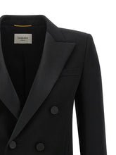 Saint Laurent Satin Lapel Blazer Black  