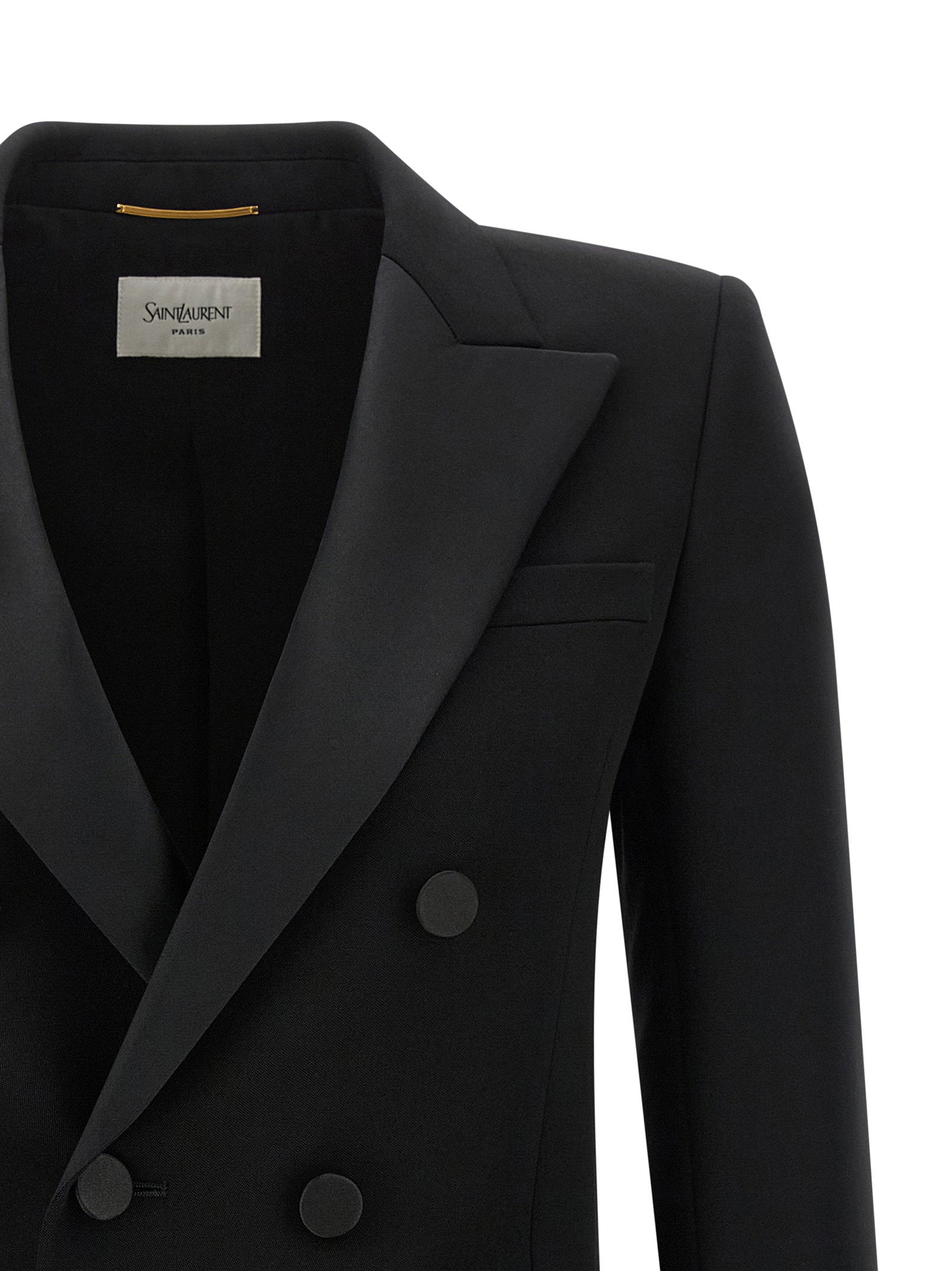 Saint Laurent Satin Lapel Blazer Black  