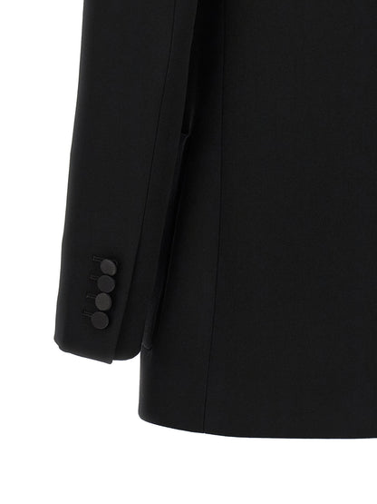 Saint Laurent Satin Lapel Blazer Black  