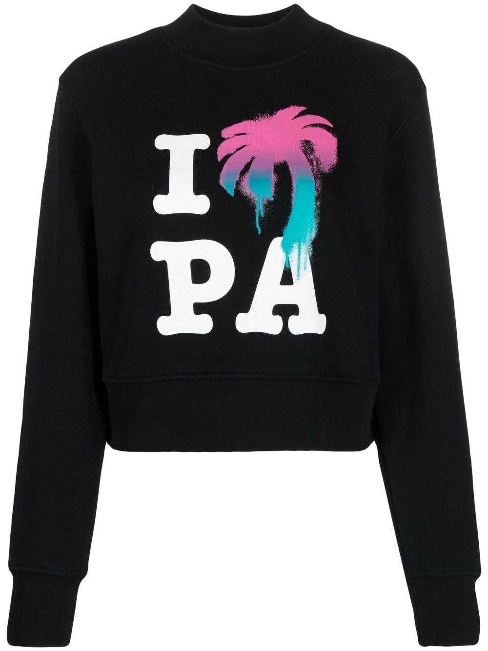 Palm Angels Logo-Print Organic Cotton Sweatshirt Black