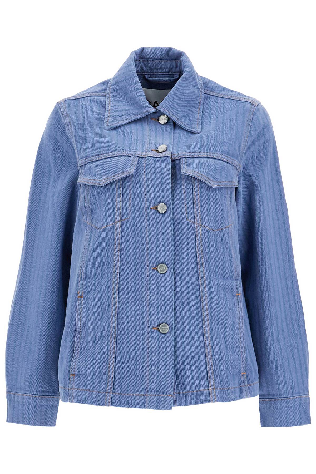 Striped overdyed denim jacket