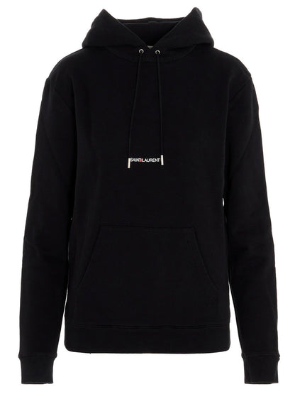 Saint Laurent Logo Print Hoodie Black
