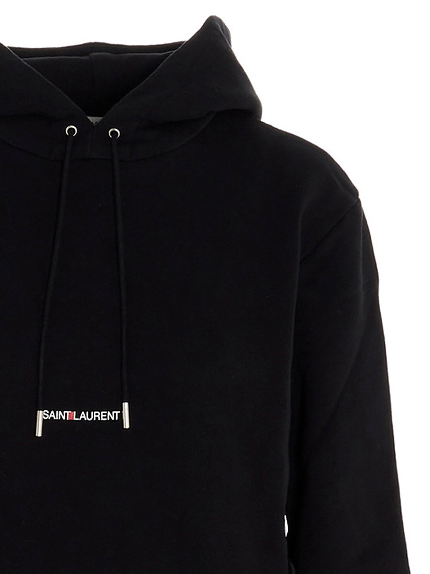 Saint Laurent Logo Print Hoodie Black