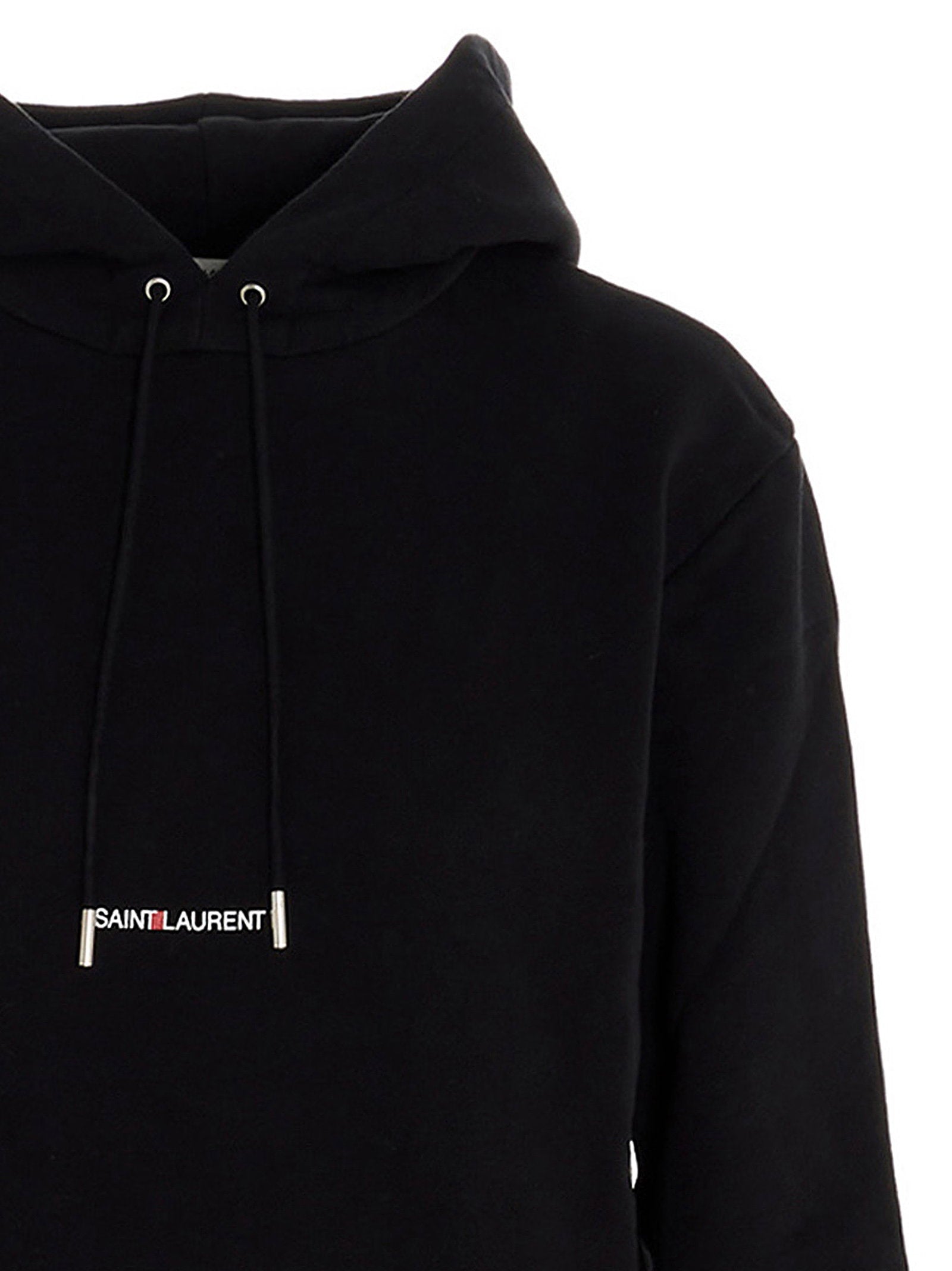 Saint Laurent Logo Print Hoodie Black