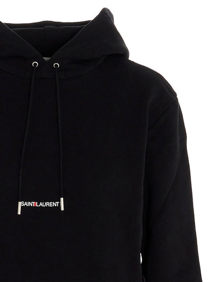 Saint Laurent Logo Print Hoodie Black