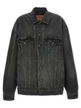 Balenciaga Denim Jacket With Used Effect Gray