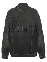 Balenciaga Denim Jacket With Used Effect Gray
