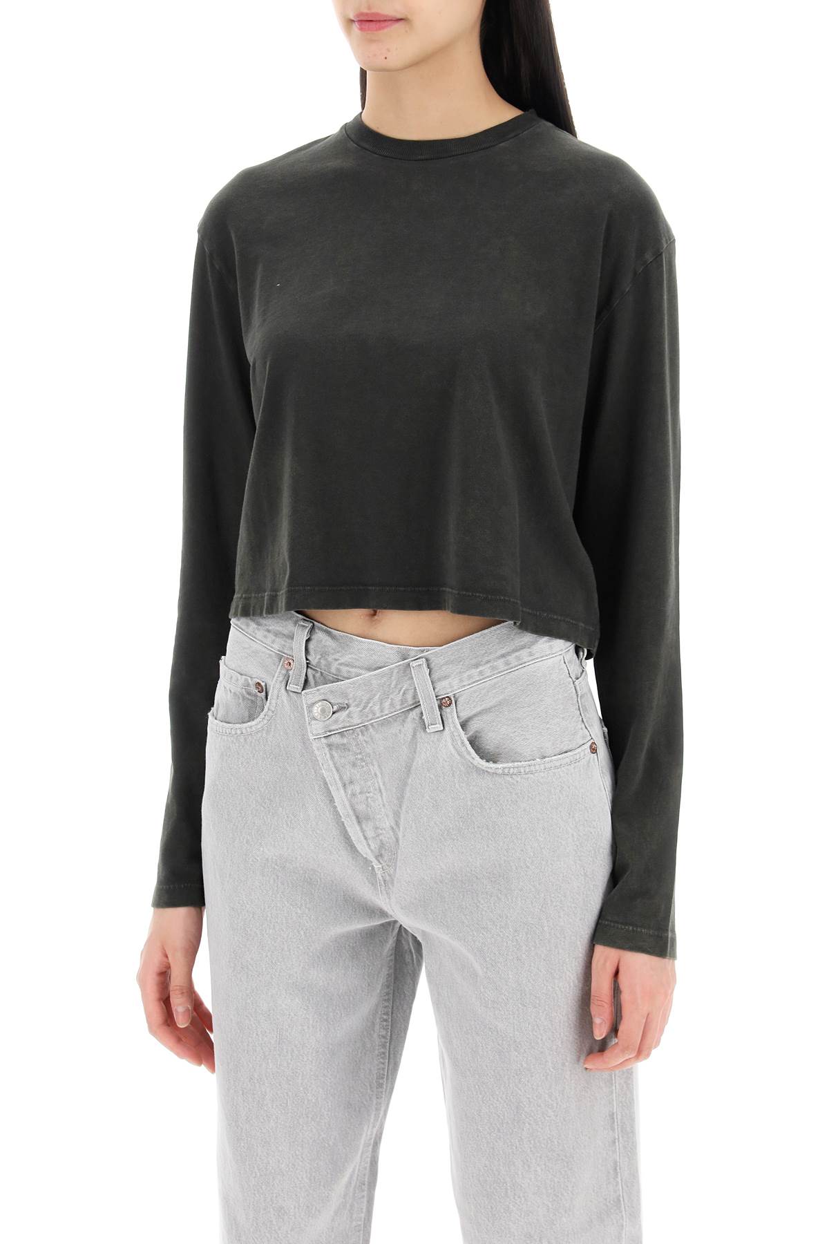 Cropped long-sleeved mason t-shirt