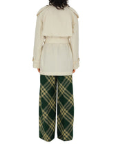 Burberry Short Belted Cotton Trench Coat White