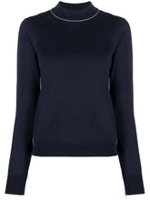 Maison Margiela Long-Sleeved Frayed Wool Jumper Blue Blue