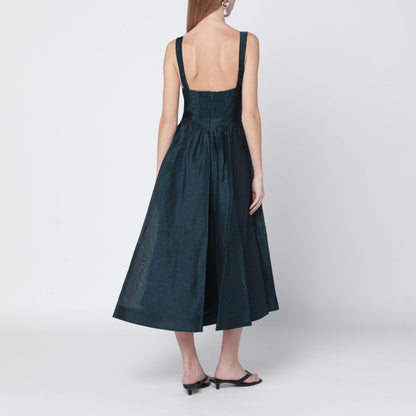 Zimmermann Rebellion Draped Midi Dress Green