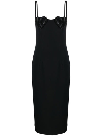 Blumarine Heart Sequin Midi Dress Black