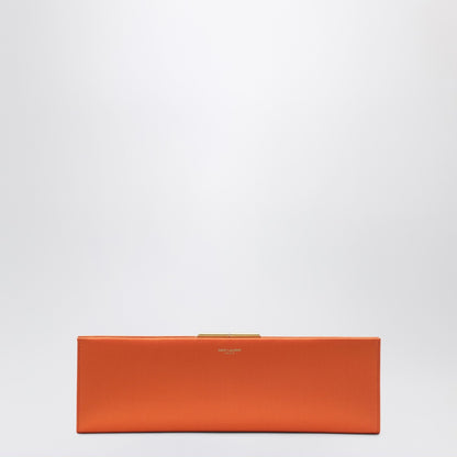 Saint Laurent Midnight Large Orange Satin Clutch orange