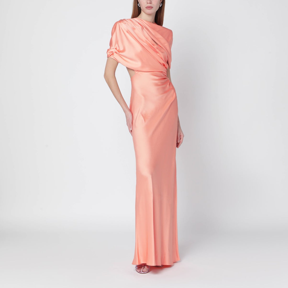 Stella McCartney Shiny Satin Maxi Dress Pink