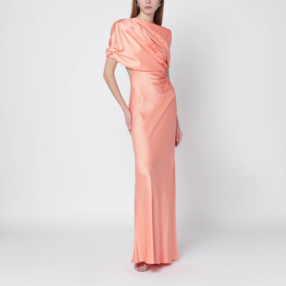 Stella McCartney Shiny Satin Maxi Dress Pink