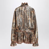 Valentino Loose Pleated Silk-Blend Floral Shirt Beige