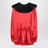 Valentino Red Silk Satin Blouse with Contrasting Black Collar Orange