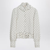 Valentino White Single-Breasted Polka Dot Jacket with Ruffled Hem White