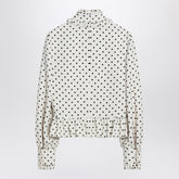 Valentino White Single-Breasted Polka Dot Jacket with Ruffled Hem White