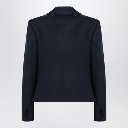 Valentino Single-Breasted Viscose Jacket with Bow Blue