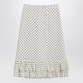 Valentino Polka Dot Ruffle Midi Skirt White